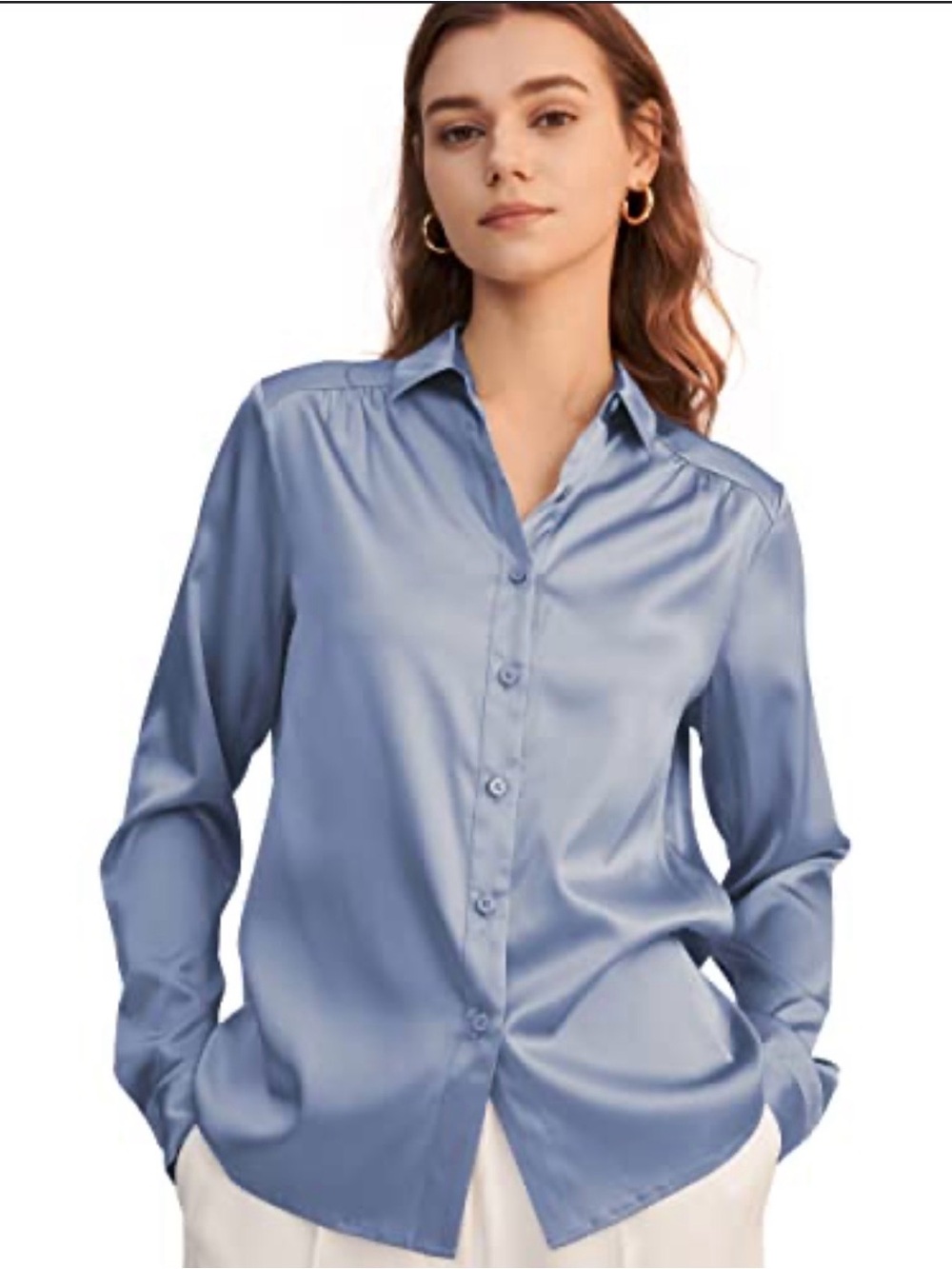 Vince Satin Band Collar Blouse Silk 
Women’s Size: XL